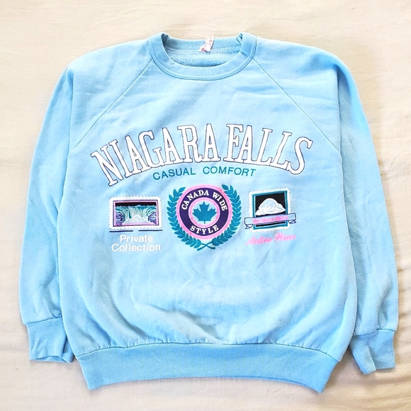 Vintage Tops - Vintage Blue Niagara Falls Sweatshirt Adult Small Womens Travel Souvenir